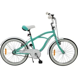 ACTIONBIKES MOTORS Actionbikes Kinderfahrrad Cruiser 20 Zoll, Rosa/Türkis, verstellbar, Seitenständer, V-Brake-Bremsen (Türkis)