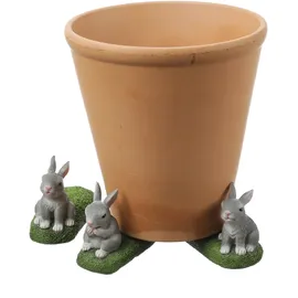 MARELIDA Blumentopffüße Hasen 3er Set grau