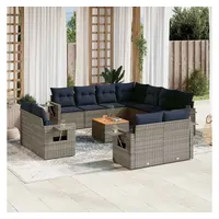vidaXL Gartensofa-Set 12-tlg. grau Polyrattan