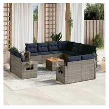 vidaXL Gartensofa-Set 12-tlg. grau Polyrattan
