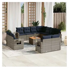 vidaXL Gartensofa-Set 12-tlg. grau Polyrattan