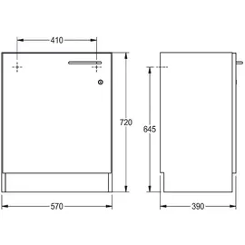 KWC AR Unterbauschrank, SIRIUS, Holz, weiß, 570x720x390 mm, Türanschlag links