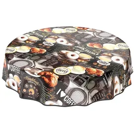 ANRO Tischdecke Wachstuchtischdecke Rund 140 cm Braun