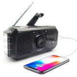 Tragbares Kurbelradio Mit Solarbetrieb Für Notfälle, Am/fm-dynamoradio, Wiederaufladbarer 2500-mah-akku (usb-c), Led-taschenlampe, Sos-alarm, Kompass, Kleines Radio Für Outdoor-notfälle, Wandern Und C