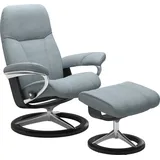 Stressless Stressless® Relaxsessel »Consul«, (Set, Relaxsessel mit Hocker), mit Hocker, mit Signature Base, Größe M, Gestell Schwarz, blau