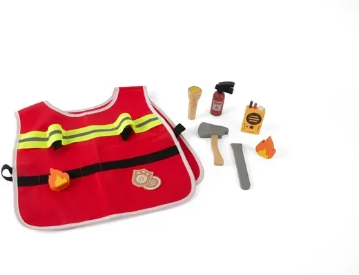 Firefighter play set wood in giftbox 10 pcs