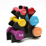 Hantelständer - Modern, Schwarz, Polyvinylchlorid (PVC), 3-stöckig, Hantelbaumständer, Gewichtehalter für Zuhause, Fitnessstudio, Training, Yoga, Raum