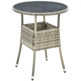 Juskys Yoro Polyrattan Gartentisch rund Ø 60 cm Grau
