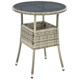 Juskys Yoro Polyrattan Gartentisch rund Ø 60 cm Grau
