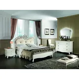 JVmoebel Schlafzimmer-Set Bettset in Weiß mit Nachttischen und eleganter Kommode, (5-tlg., 5-teilig), Made in Europa weiß