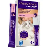 Happy Snack by FELIWAY, Lachs Geschmack, leckerer, beruhigender Leckerbissen, 6 cremige Snacksticks - Hilft Katzen, Sich enspannter zu fühlen, Entspannung zum Snacken