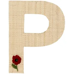 RICE Raffia Buchstaben Sticker, P, Blumen