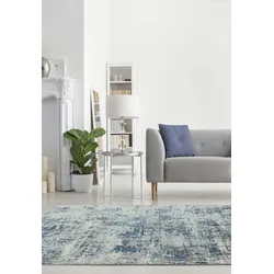 Kadima Design Teppich Velours Metallic-Glanz abstrakt  200x290cm, 11mm Florhöhe  Dunkelblau  Langlebig  Großes Wohnzimmer  PARMA-Sorbolo
