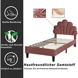 Metallbett - Bettgestell 140 x 200 cm - Blumenförmiges Kopfteil - Lattenrost - Selbstmontage - Weinrot