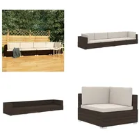 vidaXL 4 tlg. Garten Sofagarnitur mit Auflagen Poly Rattan Braun - Garten-Sofagarnitur - Garten-Sofagarnituren - Gartensofa-Set - Gartensofa-Sets - Braun