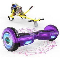 HITWAY Balance Scooter 6.5 Zoll Hoverboards Hoverkart Mit Sitz und Bluetooth und LED-Blitz, mit einem Go-Kart können Sie mehr Spaß haben. lila