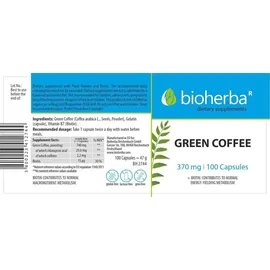 Bioherba Grüner Kaffee Kapseln Kaffee 370 mg 100 Kapseln
