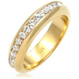 ELLI PREMIUM Fingerring ELLI PREMIUM "Bandring Weiß 925 Sterling Silber, mit Kristallen von Swarovski" Gr. 52, gold, Fingerringe, Damen, 52mm,mit Steinen, Silber 925 (Sterlingsilber), 4mm, Fingerring