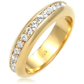 ELLI PREMIUM Fingerring ELLI PREMIUM "Bandring Weiß 925 Sterling Silber, mit Kristallen von Swarovski" Gr. 52, gold, Fingerringe, Damen, 52mm,mit Steinen, Silber 925 (Sterlingsilber), 4mm, Fingerring