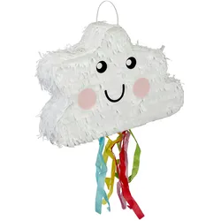 Relaxdays Pinata Wolke, zum Aufhängen, Kinder, Mädchen & Jungs, Geburtstag, Piñata zum selbst Befüllen, Regenbogen, bunt