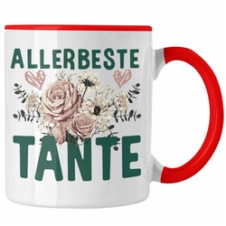 Trendation Tasse Trendation – Beste Tante der Welt Geschenk Tasse mit Spruch Kaffeetasse für Allerbeste Tante rot