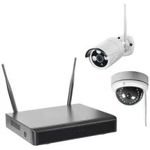 Indexa INDE WR100 SET BD WR100 SET BD WLAN-NVR mit 2 Funk-Außenkameras WR100B+WR120D, 1TB Festplatte HDD WiFi Gefahrenmeldeanlage