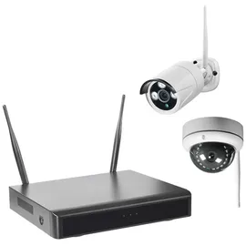 Indexa INDE WR100 SET BD WR100 SET BD WLAN-NVR mit 2 Funk-Außenkameras WR100B+WR120D, 1TB Festplatte HDD WiFi Gefahrenmeldeanlage