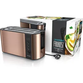 Arendo Toaster für 4 Scheiben, 1500W, Langschlitz, Brötchenaufsatz, Wärmeisoliert, Display, Kupfer