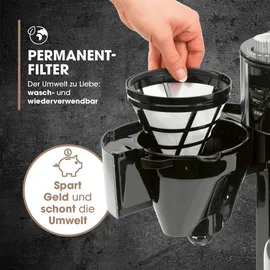 Barista Kaffeemaschine Mahlwerk & Glaskanne | Warmhaltefunktion, 24h Timer & Permanentfilter