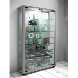 VCM Standvitrine Lumo Mini 59 x 18 x 90 cm Silber