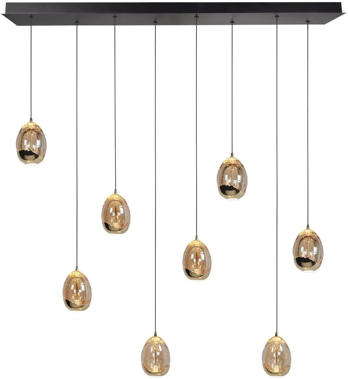 HighLight Glas Hängelampe Golden Egg, dimmbar, creme / amber, für Wohn- / Esszimmer, Glas, Modern, Pendelleuchte - 115 cm - 18 cm - 160 cm