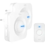 ELRO DB3000 Funk Türklingel Set 2X Empfänger für Steckdose-Wasserdicht, 300m Reichweite, 64 Melodien-Weiß, Plug-In/Stecker