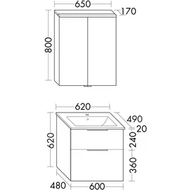 Burgbad Eqio Keramik-Waschtisch Slim 65 x 0 cm (SHCP062F6583C0001G0252)