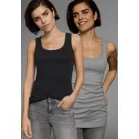 FLASHLIGHTS Tanktop FLASHLIGHTS, Damen, Gr. 40/42 (M), grau (grau, meliert, schwarz), Feinripp, Obermaterial: 100% Baumwolle.