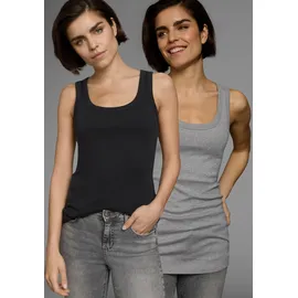FLASHLIGHTS Tanktop FLASHLIGHTS, Damen, Gr. 40/42 (M), grau (grau, meliert, schwarz), Feinripp, Obermaterial: 100% Baumwolle.
