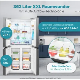 Bomann KG 7358 Multi Door (362 l, 1800 mm hoch, Silber)