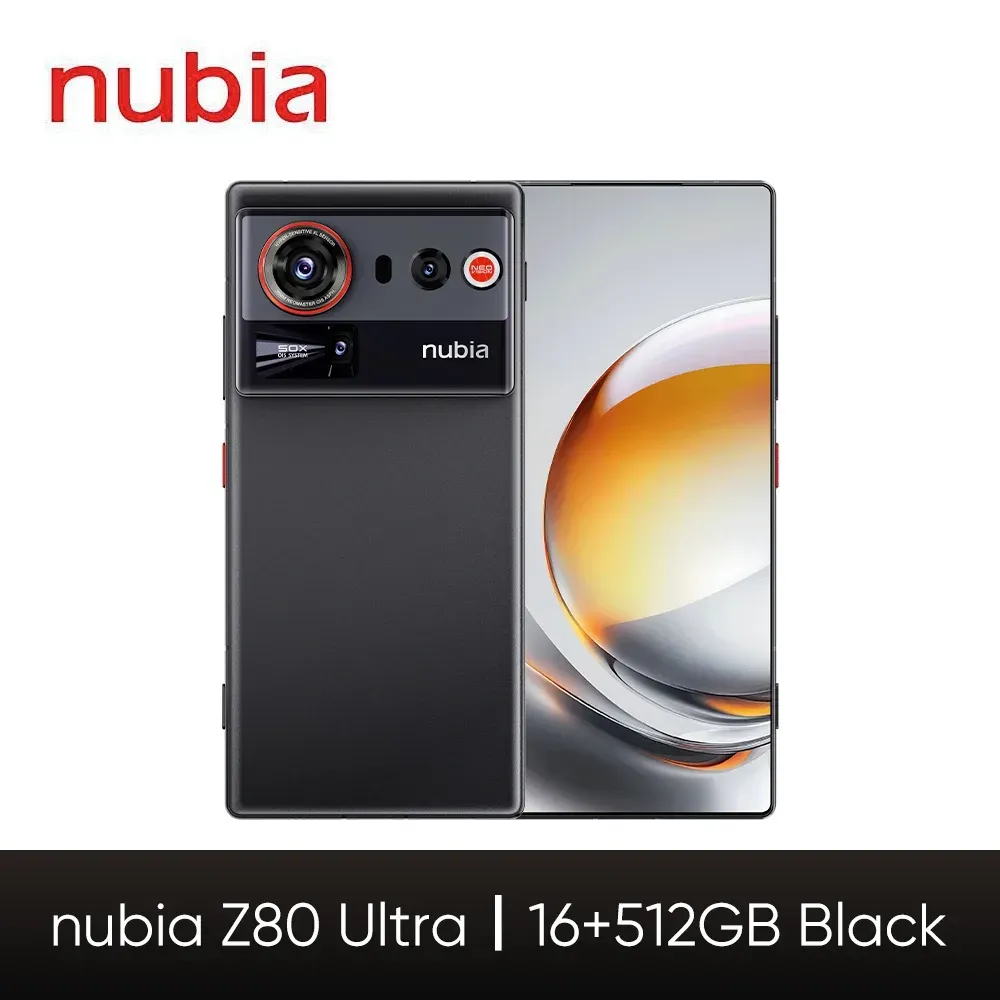 ZTE nubia Z80 Ultra 5G Smartphone 12+256Gb/16+512Gb/1Tb Globale Version Snapdragon 8 Elite Gen 5 7200Mah 6,85'' 144Hz Oled-Display 90W Schnellladung 64Mp+50Mp Ai Kamera NFC Google Play