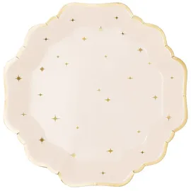 Partydeco Pappteller 21 cm 6 St. Creme/Gold