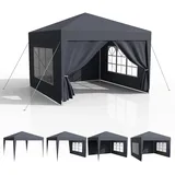 Kidsgigglz Pavillon 3x3 Wasserdicht Stabil Winterfest, Partyzelt mit Abnehmbaren Seitenteilen, UV Schutz, Windschutz, Faltpavillon, Gartenpavillon, Gartenzelt für Markt Festival Hochzeiten, Anthrazit
