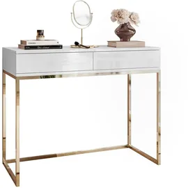 lookway KONSOLE BLANCO mit Schubladen GOLD CHROM Weiß Hochglanz PUSH OPEN