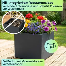 ethick Quadratischer Blumentopf 38 x 38 x 31 cm Anthrazit