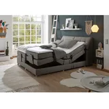 Lomadox Boxspringbett Hotelbett Doppelbett, elephant grey, 180 x 200 cm, elektr. verstellbar CONCORD3M-09 mit VISCO-Topper, 7-Zonen-TFK-Matratze, H2 - Grau