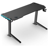 eSmart GTX-121 125x60cm Schwarz Carbon Ergonomischer Steh-Sitz-Gaming-Schreibtisch Stufenlos höhenverstellbar 72-121 cm RGB Beleuchtung Integrierte Steuereinheit Kopfhörerhalter Getränkehalter