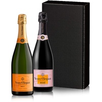 The Wine Guys - Geschenkset „The Veuve Clicquot couple“ mit zwei Flaschen Champagner in einem Geschenkkarton | Veuve Clicquot Brut (1x 0,75l) und Veuve Clicquot Brut Rosé als Geschenkset