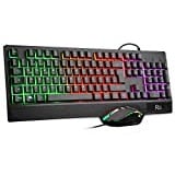 Rii Gaming Tastatur und Maus Set, Maus und Tastatur, RGB Hintergrundbeleuchtung QWERTZ (DE-Layout), Regenbogen Farben Beleuchtete USB Wasserdicht Tastatur und Maus mit 3200 für Pro PC Gamer