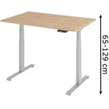 kompatible Ware Base Lite elektrisch höhenverstellbarer Schreibtisch eiche rechteckig, T-Fuß-Gestell silber 120,0 x 80,0 cm