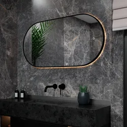 Badezimmerspiegel - 120x60 cm Oval - Schwarzer Rahmen