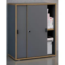 VCM Aktenschrank Anthrazit, Honigeiche, Holzwerkstoff, 1 Fächer, 60x74x37 cm abschließbar, Arbeitszimmer, Aktenschränke