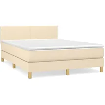 vidaXL Boxspringbett mit Matratze Creme 140x190 cm Stoff