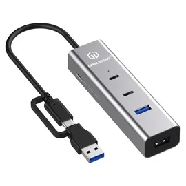 GRAUGEAR 4-Port USB HUB + PD Supports 2x USB-C 2x USB-A